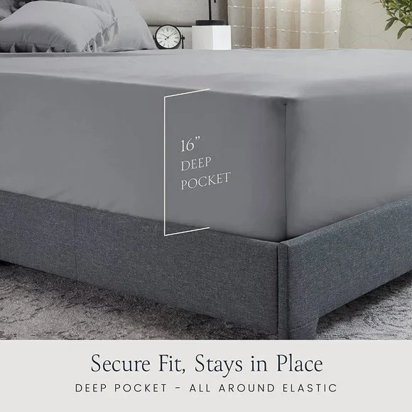 New King Size Bed Sheets Set - Silky Soft Full Sheet Set - Luxury 6 Piece Bed Sh - Picture 4 of 7